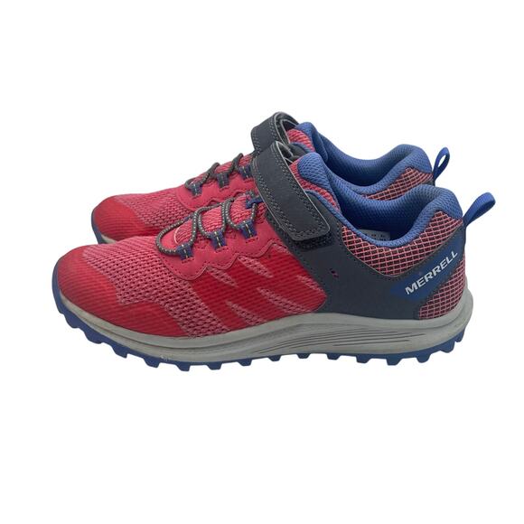 Merrell Nova Sneakers Shoes Hiking Pink Blue Hook Loop Girls Kids 3.5 - Picture 1 of 8